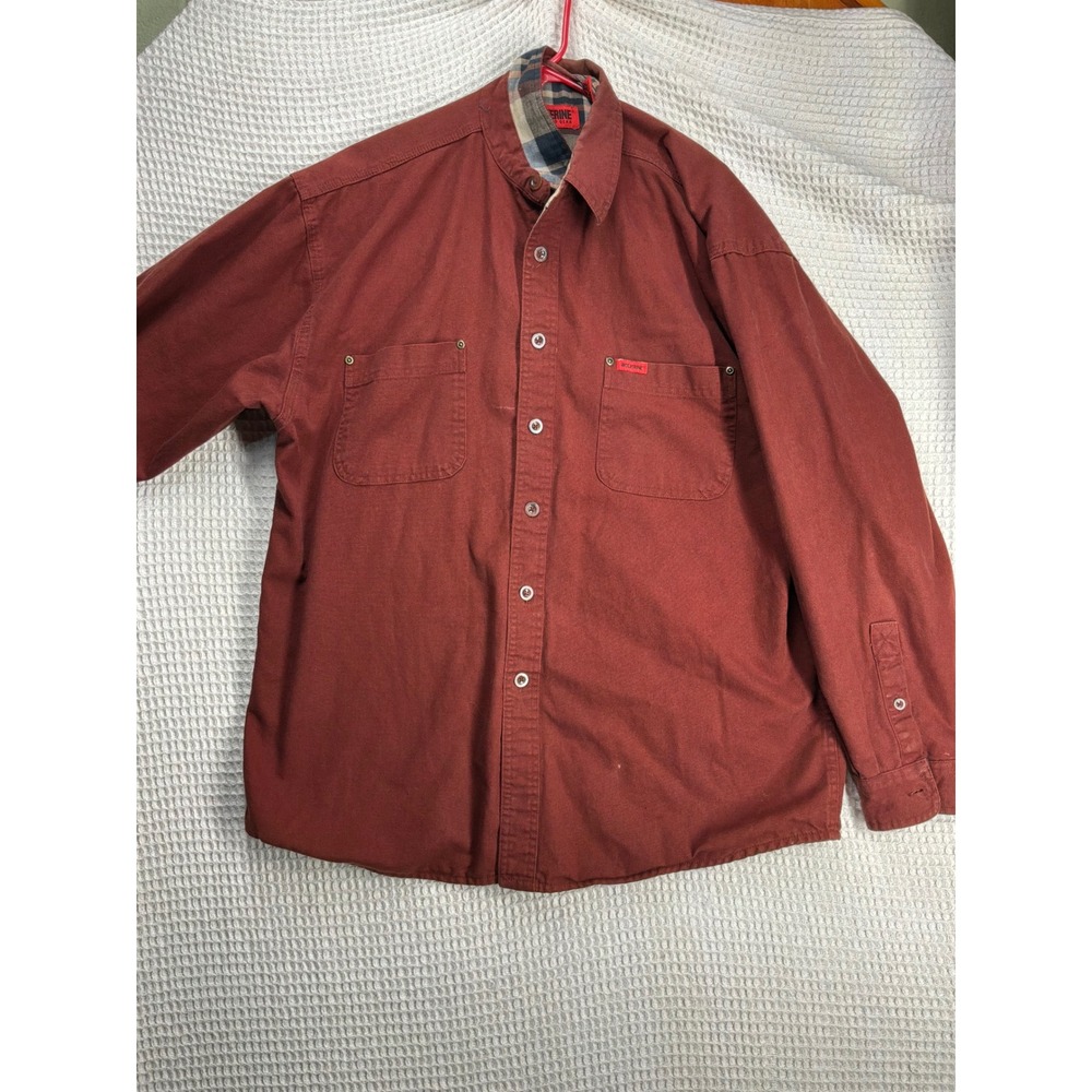 Workwear Mens Wolverine Canvas Flannel Lined Shirt L Brick Red